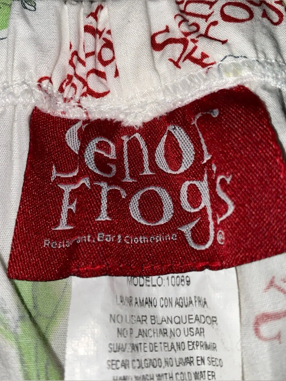 Senor‎ Frogs Bahamas Sleepwear Pajama Bottoms Frogs Feet Size Large Cotton